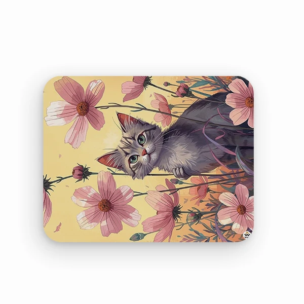 ماوس پد شادیت مدل گربه و گل کد528 سایز 19*24 سانتی متر