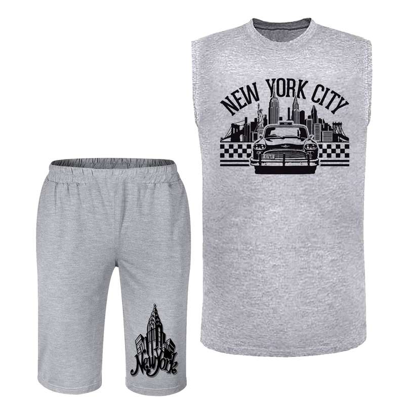 ست تاپ و شلوارک مردانه مدل new york city کد BA110 T
