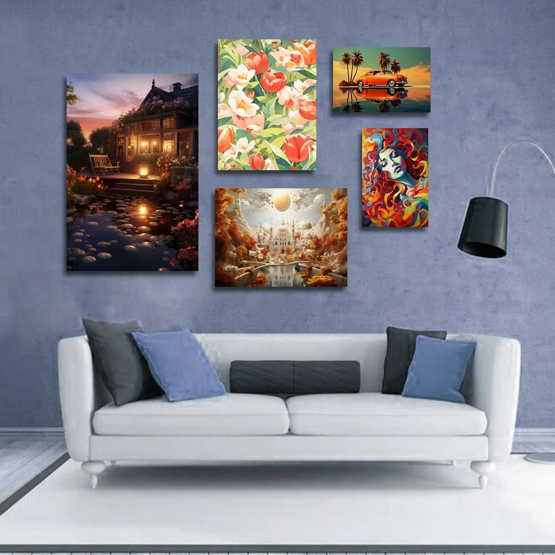 تابلو شاسی بکلیت طرح شهر و کلبه آرزوها مدل SH-1351 مجموعه 5 عددی