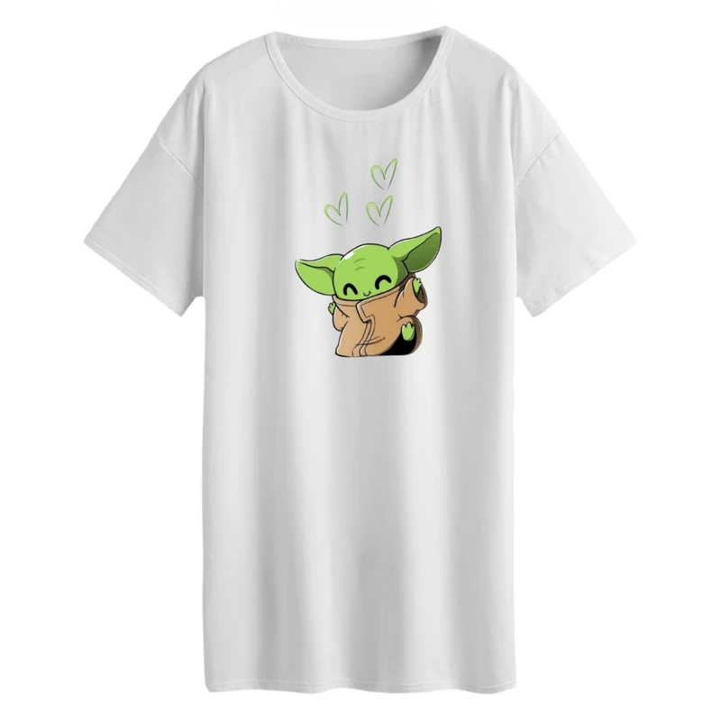 تی شرت لانگ آستین کوتاه زنانه مدل بیبی یودا کد 4