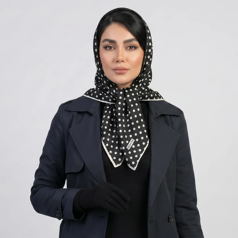 روسری زنانه مدل مینی اسکارف خال خالی