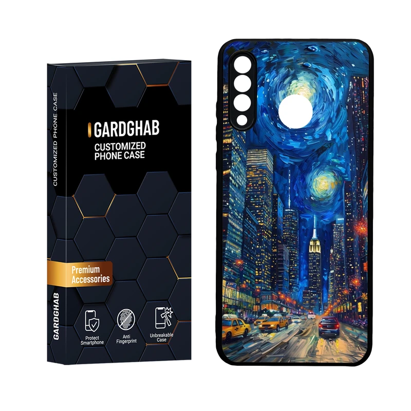  کاور گارد قاب مدل دور ژله ای  گلس  هنری  مناسب برای گوشی موبایل  هوآوی P30 Lite