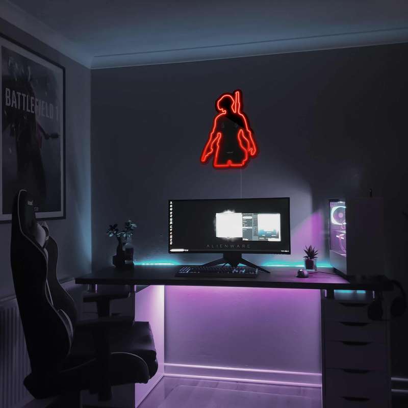 چراغ دیواری نئون دیزاین مدل Pubg-BL_RD