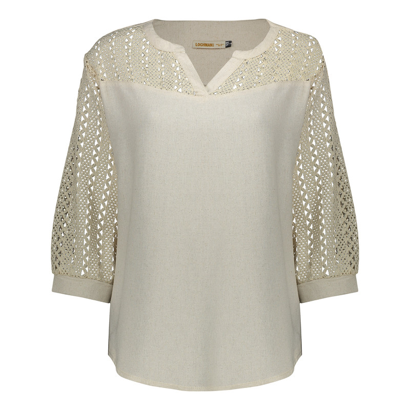 بلوز آستین بلند زنانه مدل گیپور چهارفصل ساده کد 7799