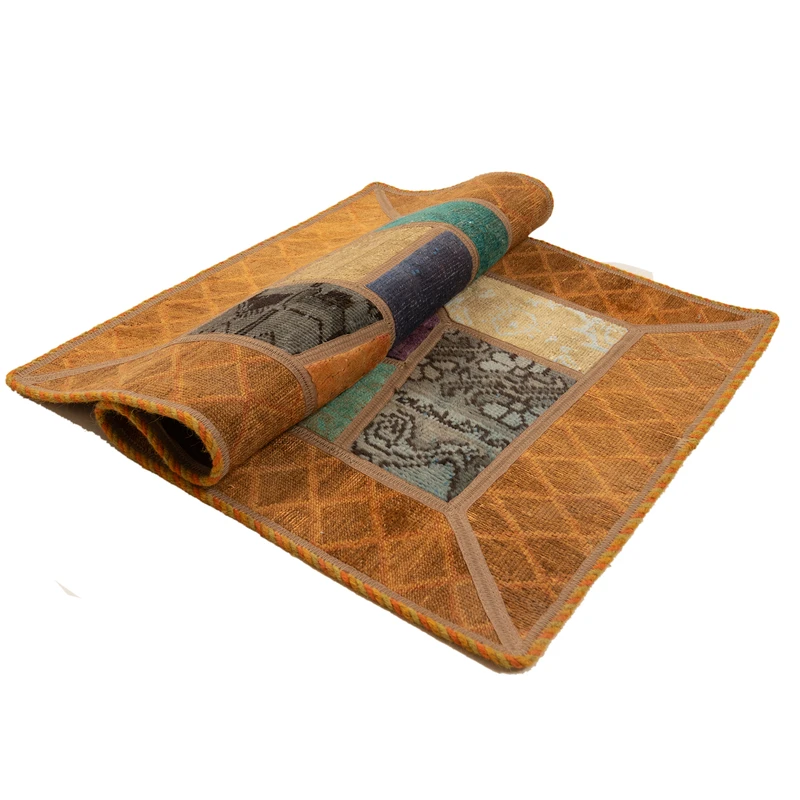 عکس شماره 5 : کلاژ فرش رنگ شده 0.5 متری مدل کوبیسم وینتیج rf0015