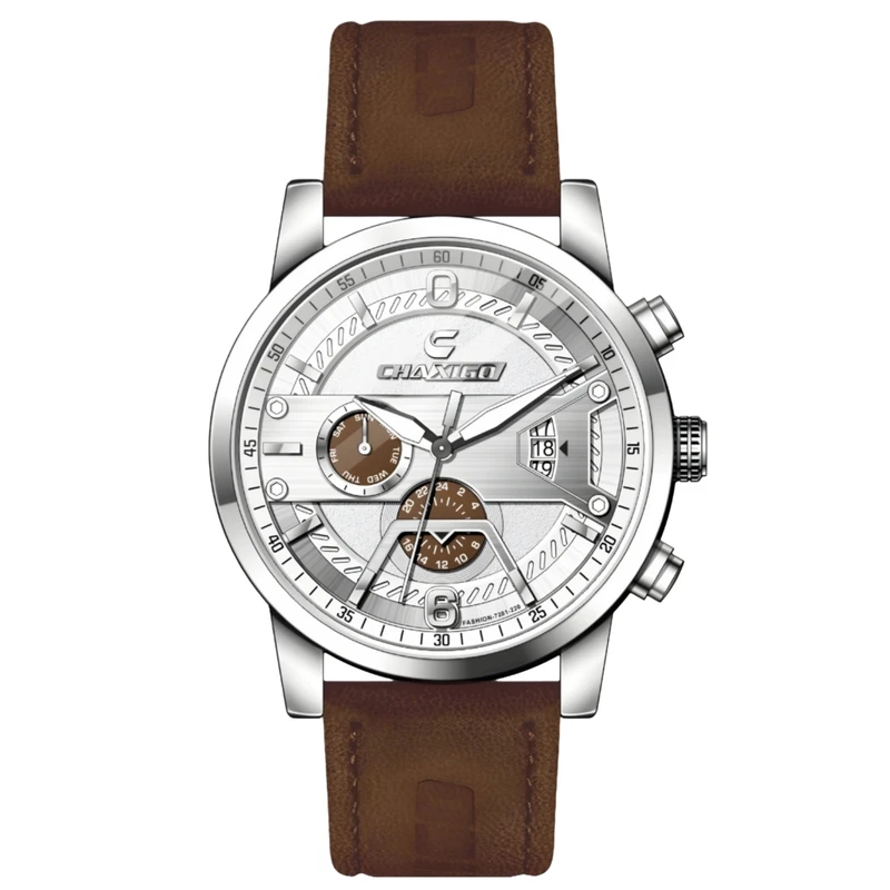 ساعت مچی عقربه‌ای کوارتز مردانه چاکسیگو مدل اسپرت کلاسیک تک موتوره بند چرم کد ۱