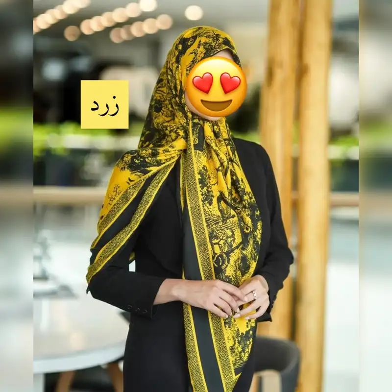 روسری زنانه مدل کشمیر دور دست دوز طرح جنگل