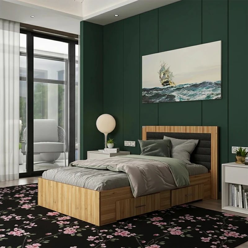 تخت خواب ام دی اف یک نفره مدل آلیانس سایز 120x200 سانتی متر