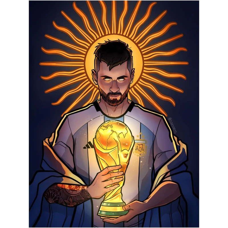 استیکر پارچه و لباس پاد آفرین مدل فوتبالی لیونل مسی آرژانتین جام جهانی کد 2723