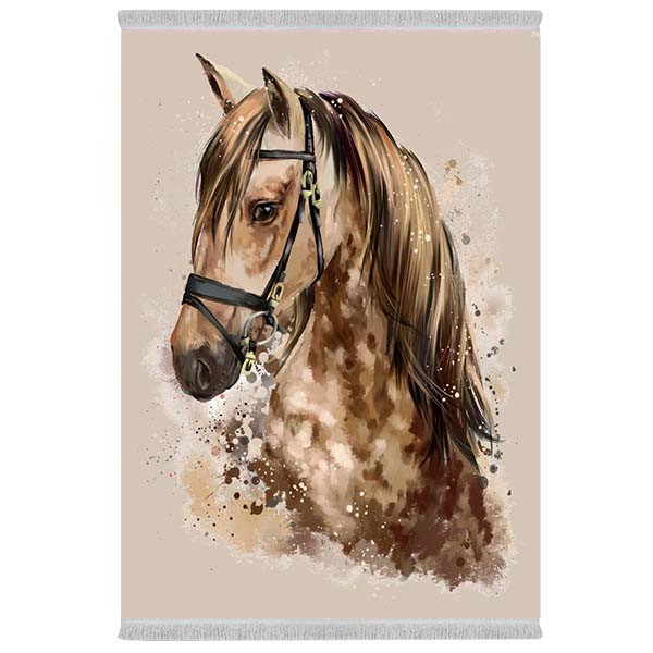 فرش پارچه‌ای دفه مدل فرشینه شانل مخمل طرح فانتزی کد 7028