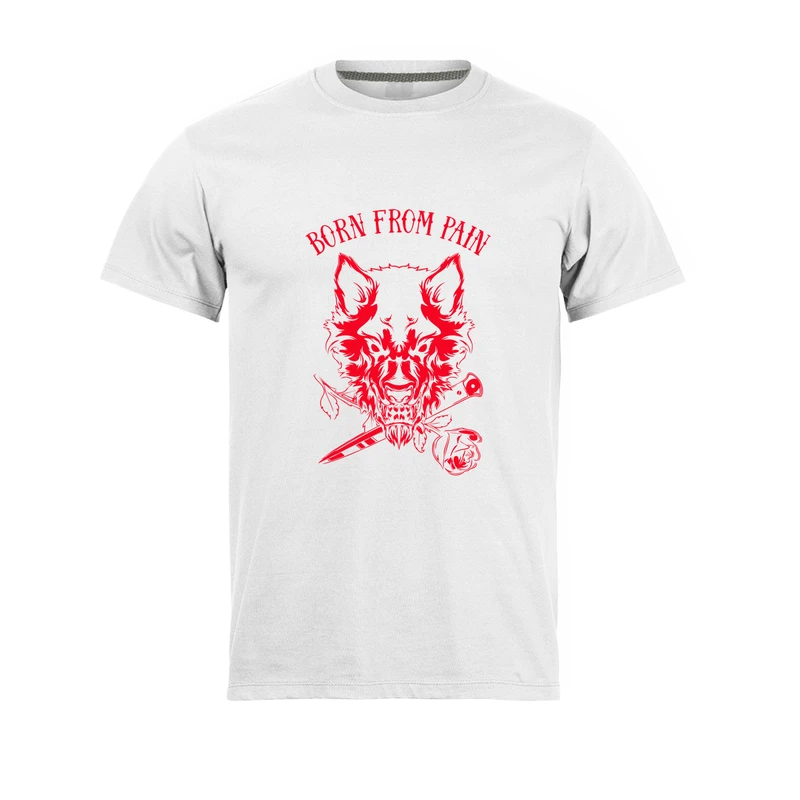تی شرت آستین کوتاه مردانه مدل born from pain کد 0713 رنگ سفید
