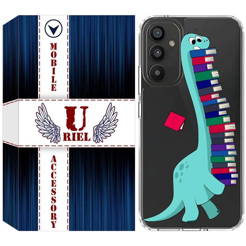 کاور یوریل مدل Clear کد 17 طرح دایناسور کتابخوان مناسب برای گوشی موبایل سامسونگ Galaxy A14 5G / A14 4G