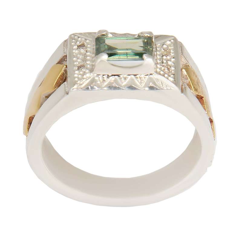 انگشتر نقره مردانه مدل سنگ موزانایت کد AM_2374