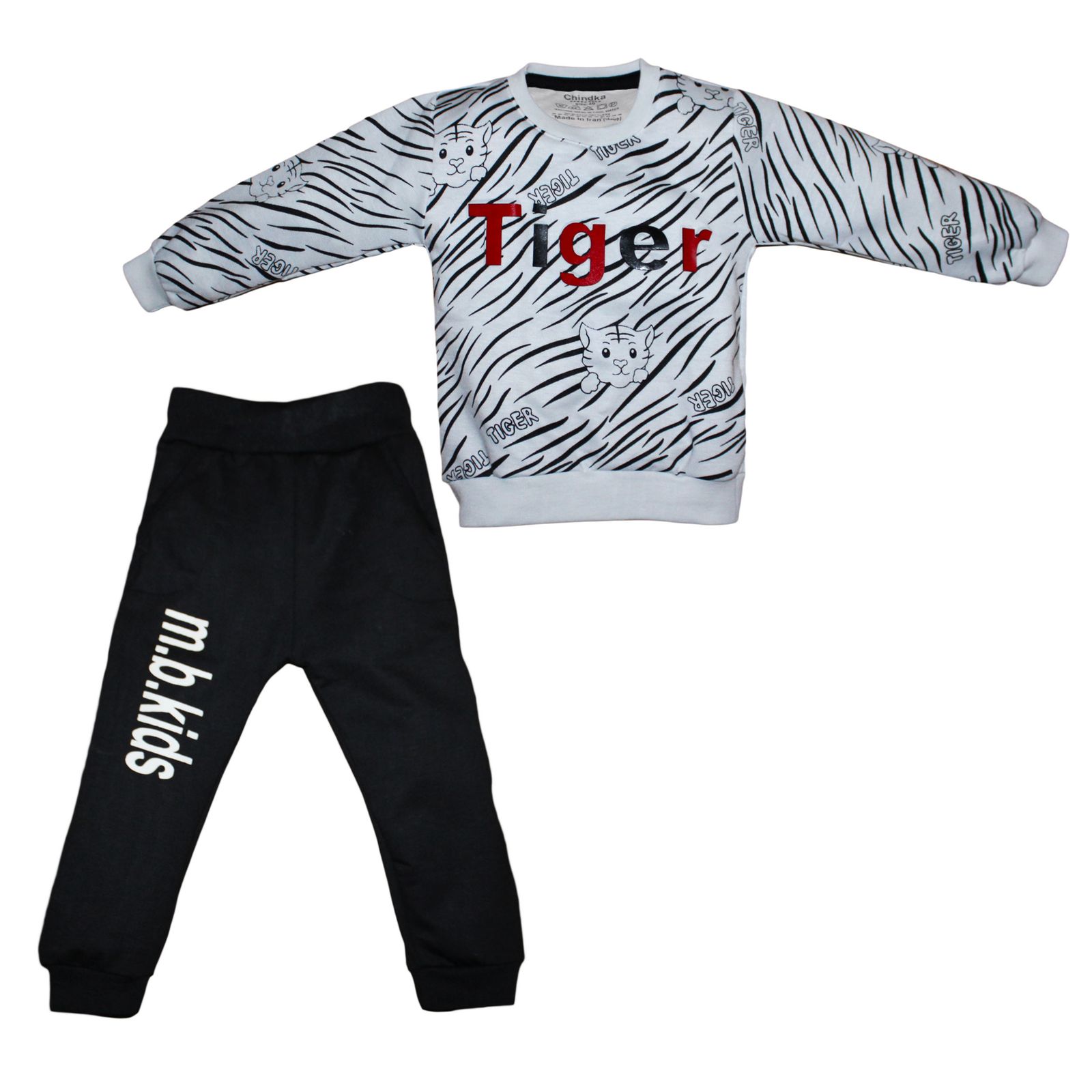 ست سویشرت و شلوار پسرانه چیندکا مدل TIGER حروف برجسته کد 106 -  - 1