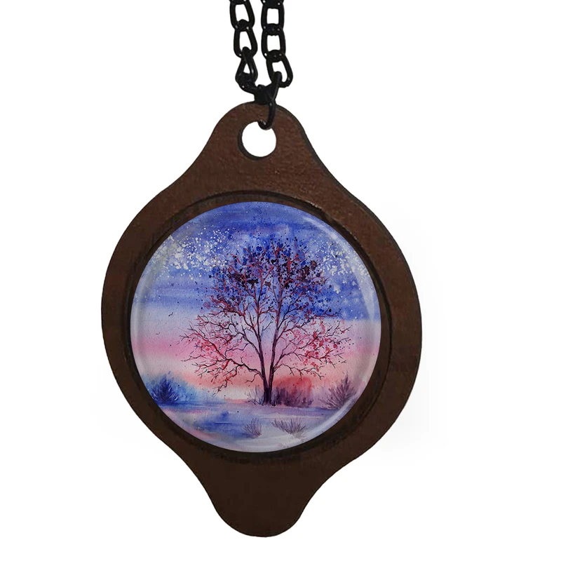 آویز تزیینی خودرو طرح منظره درخت و زمستان کد 1069