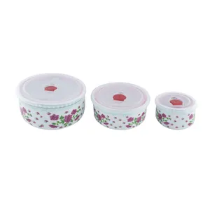 ظرف نگهدارنده مدل سوپاپ دار طرح گلدار کد MPA-7070/7 مجموعه 3 عددی