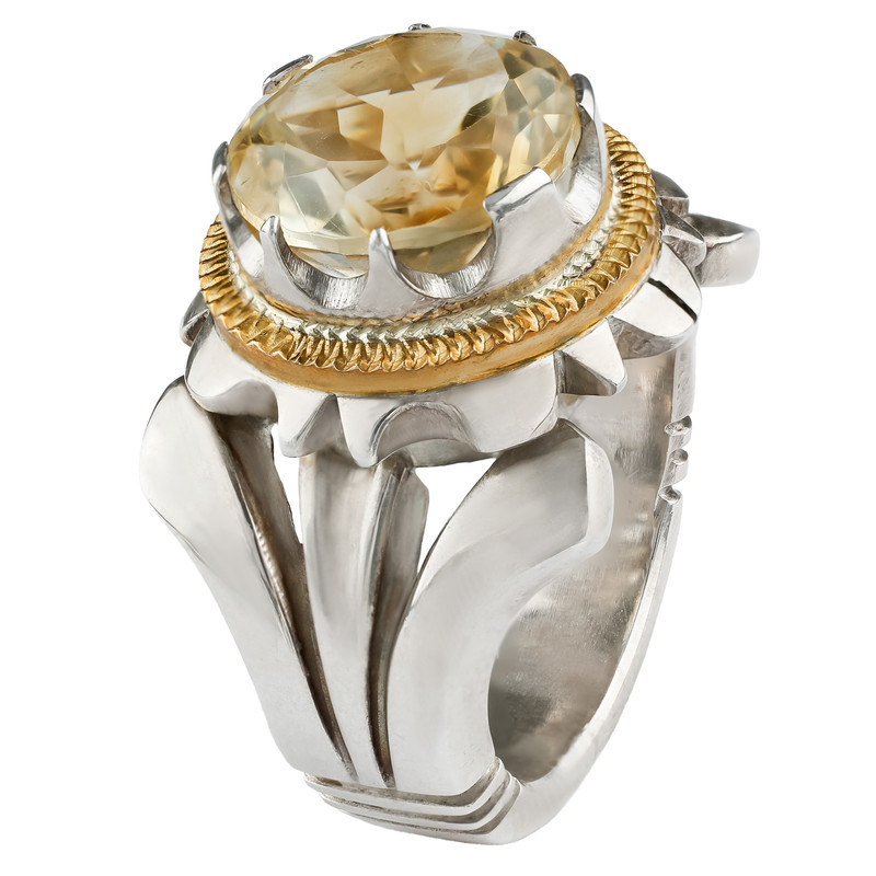 انگشتر نقره مردانه مدل سیترین کدSGR-72