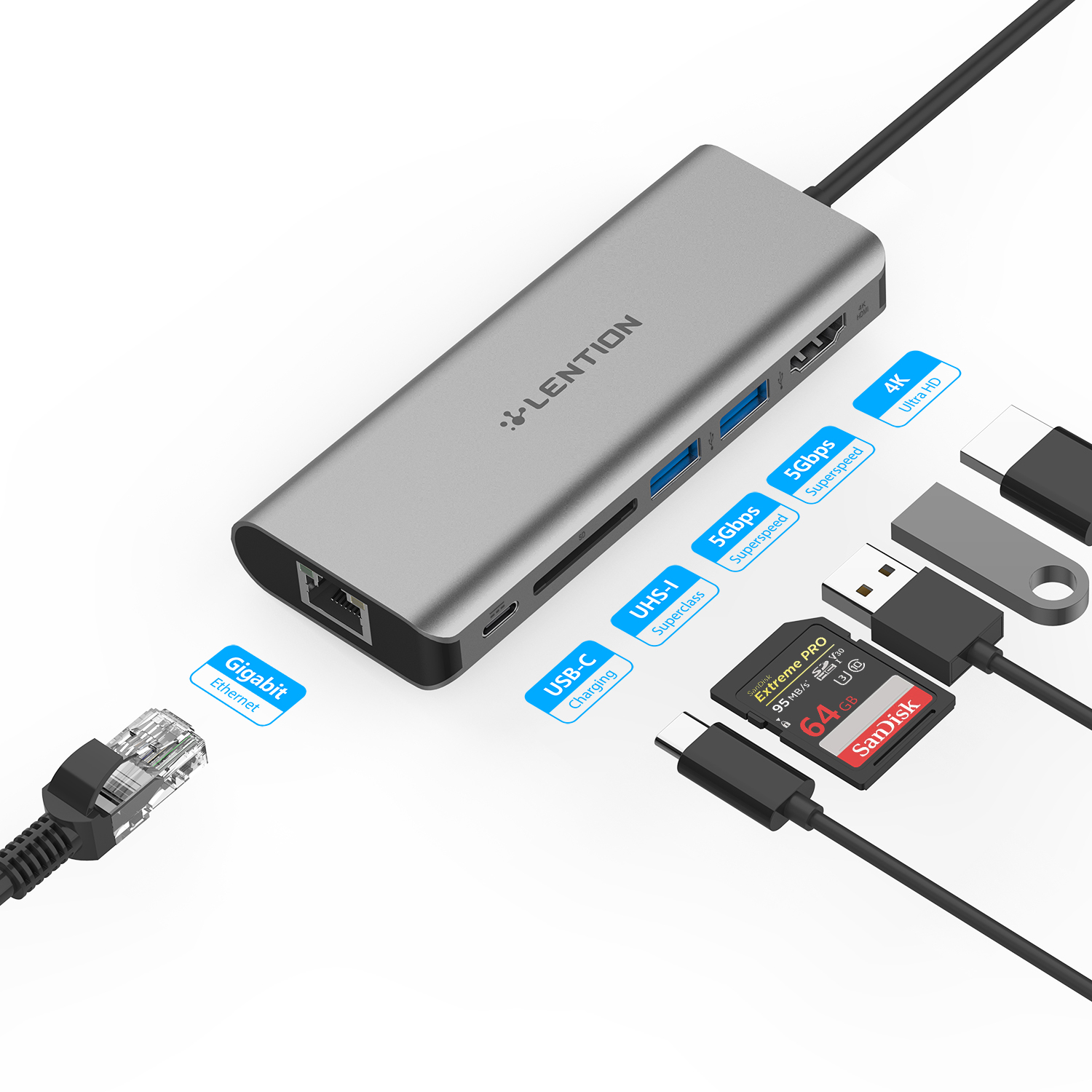 هاب 6 پورت USB-C لنشن مدل C68