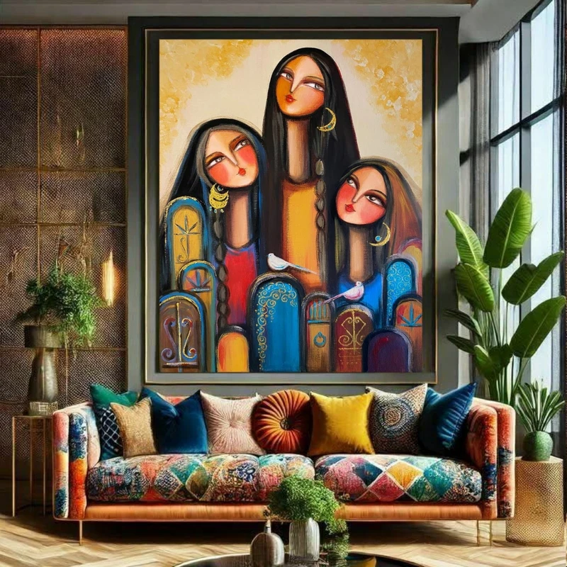 تابلو بوم طرح ایرانی مدل بانوان کد PY296