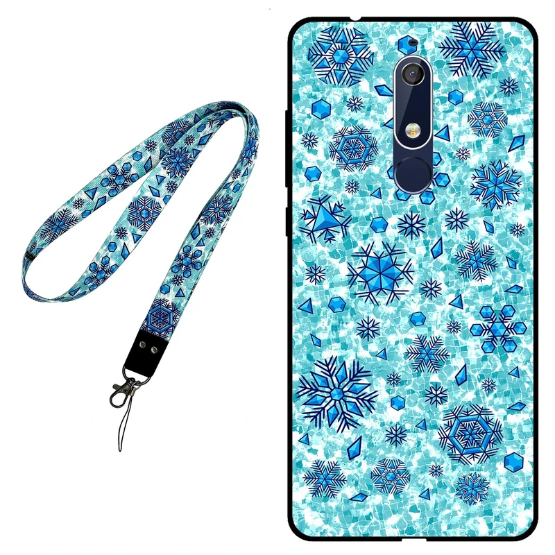 کاور مگافون طرح برف مدل 0014 مناسب برای گوشی موبایل نوکیا 5.1 به همراه بند گردنی