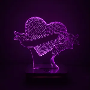 چراغ خواب طرح عاشقانه قلب و گل مدل هفت رنگ