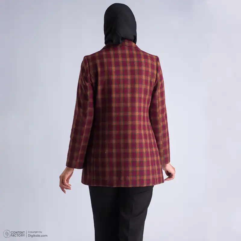 پالتو زنانه عصر جدید مدل 3048-2 رنگ زرشکی