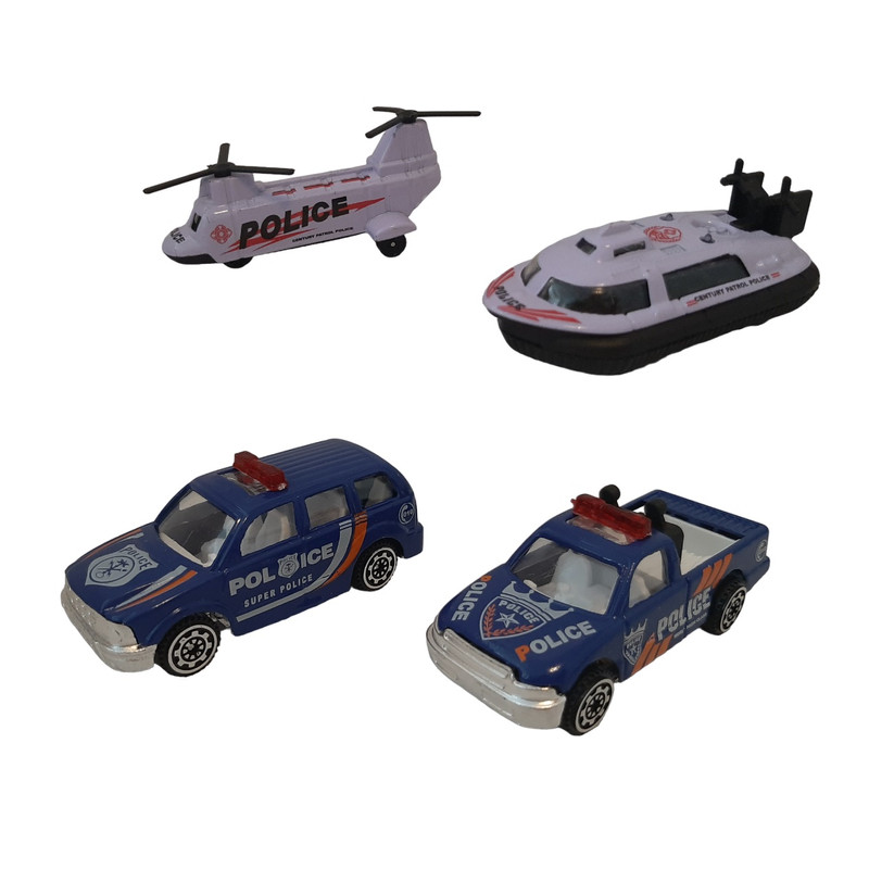 ماشین بازی مدل پلیس طرح هلیکوپتر کد P190 مجموعه 4 عددی