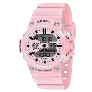 ساعت مچی دیجیتال دخترانه مدل تک زمانه بند سیلیکونی ضد حساسیت کرنومتر دار کد ۱.۱ 