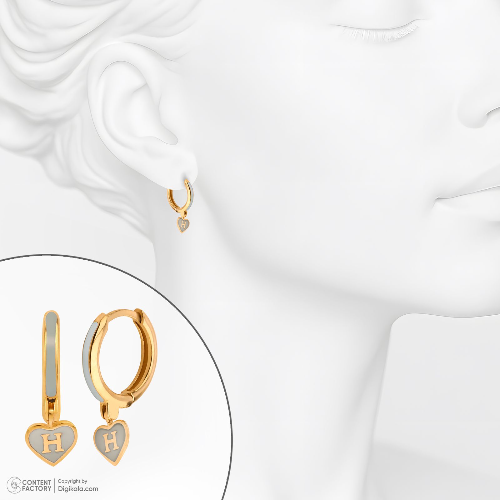 گوشواره حلقه‌ای طلا کم اجرت  18 عیار زنانه گلدم مدل E244017 -  - 6