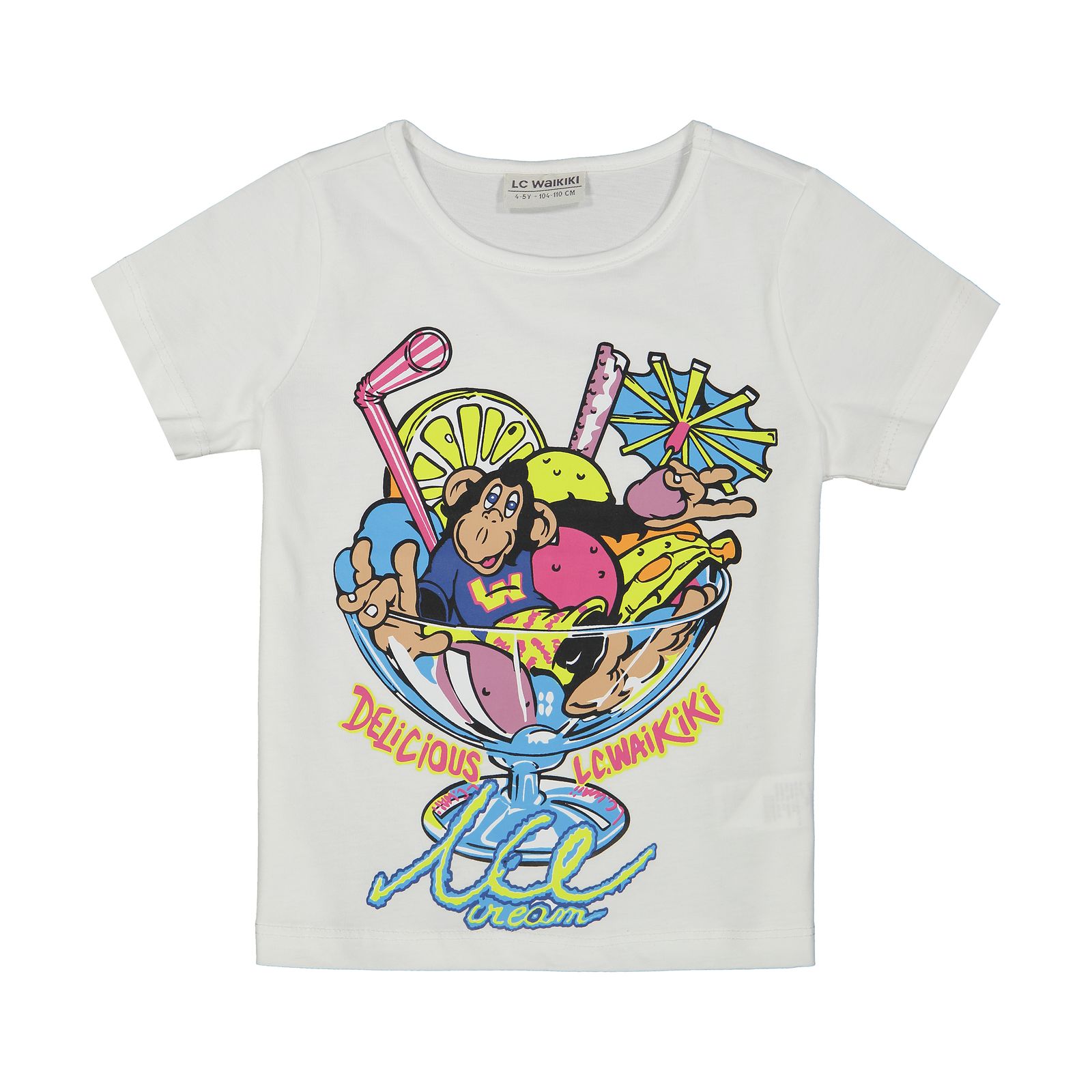 تی شرت دخترانه ال سی وایکیکی مدل 1S46699Z4-E5X-OPTICWHITE
