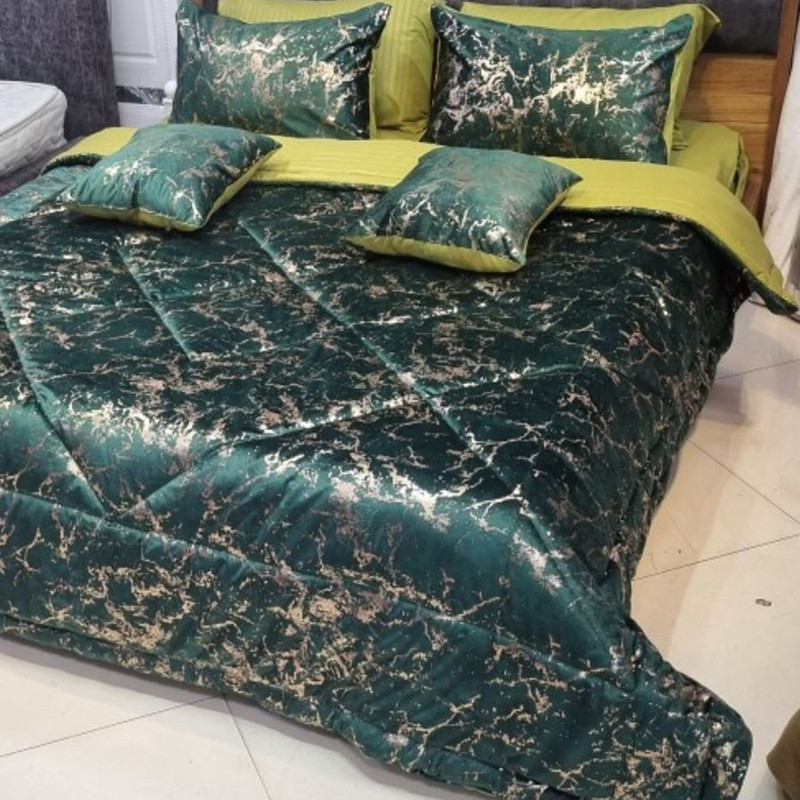 سرویس خواب مدل مخمل طلاکوب دو نفره 8 تکه