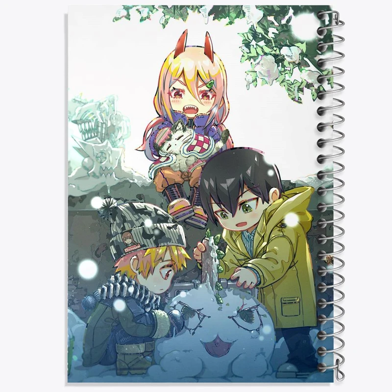 دفتر نقاشی 50 برگ خندالو مدل اکی و پاور و دنجی انیمه مرد اره ای Chainsaw Man کد 22323