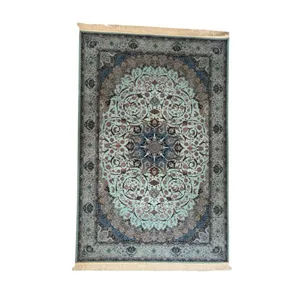 فرش ماشینی 1200 شانه زمینه و حاشیه آبی کد 710112