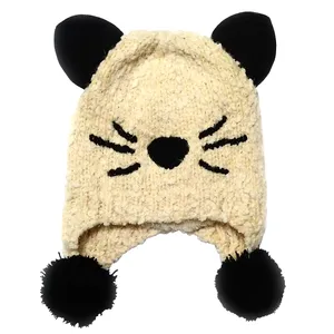 کلاه بافتنی نوزادی طرح گربه کد M410