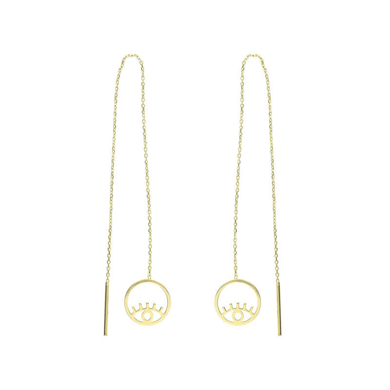 گوشواره طلا 18 عیار زنانه مدل بخیه ای GE001 طرح چشم