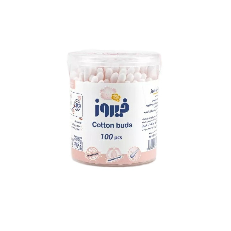 گوش پاک کن فیروز مدل Cotton buds بسته 100 عددی