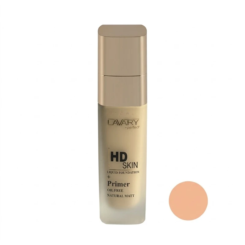 کرم پودر مایع لاواری مدل HD Skin حجم 38 میلی‌لیتر با کاور بالا و بافت سبک مناسب پوست مختلط و رنگ پوست برنزه