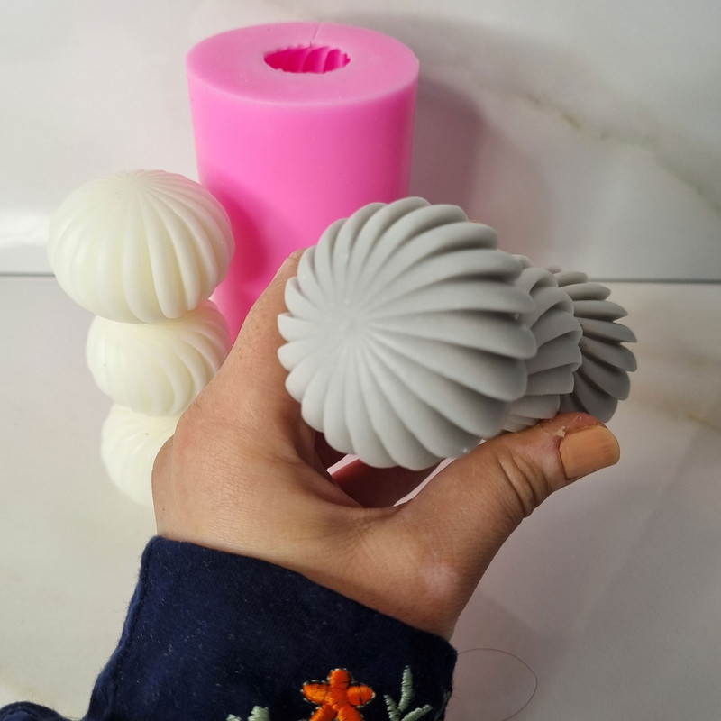 قالب شمع مدل ستون گوی پیچ طرح سه گوی شیاردار کد C12CM