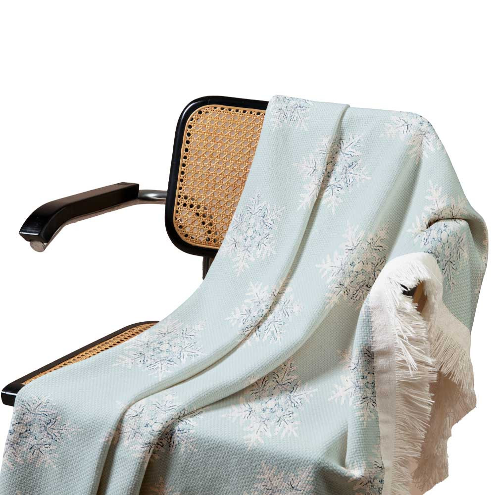 شال مبل طرح دانه های برف زمستان کد Q2SH1078 سایز 98x180 سانتی متر