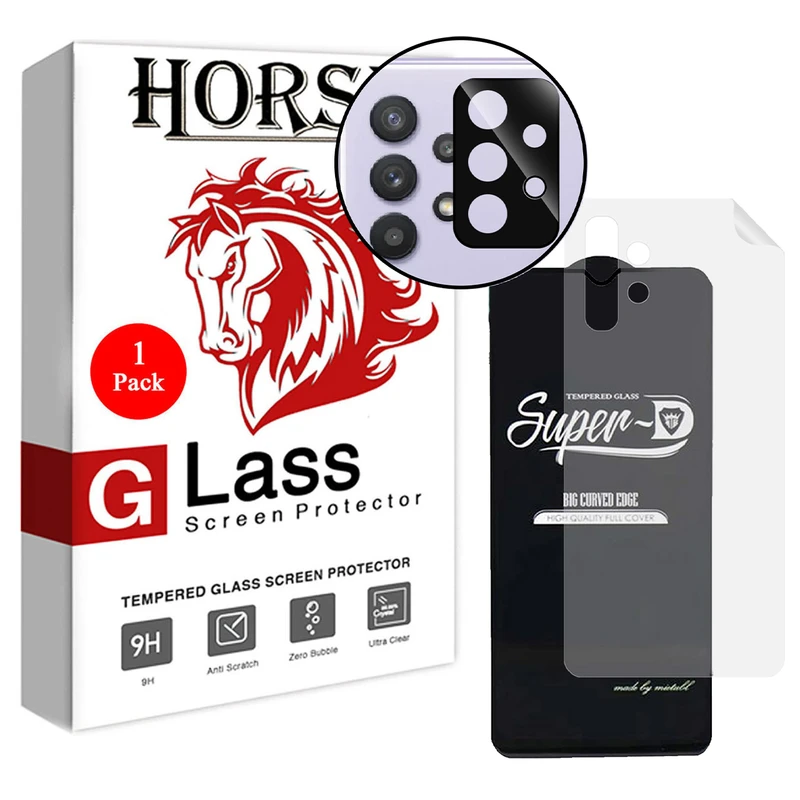 محافظ صفحه نمایش هورس مدل 3SNF-Glass مناسب برای گوشی موبایل سامسونگ Galaxy A32 5G به همراه محافظ پشت گوشی و محافظ لنز دوربین