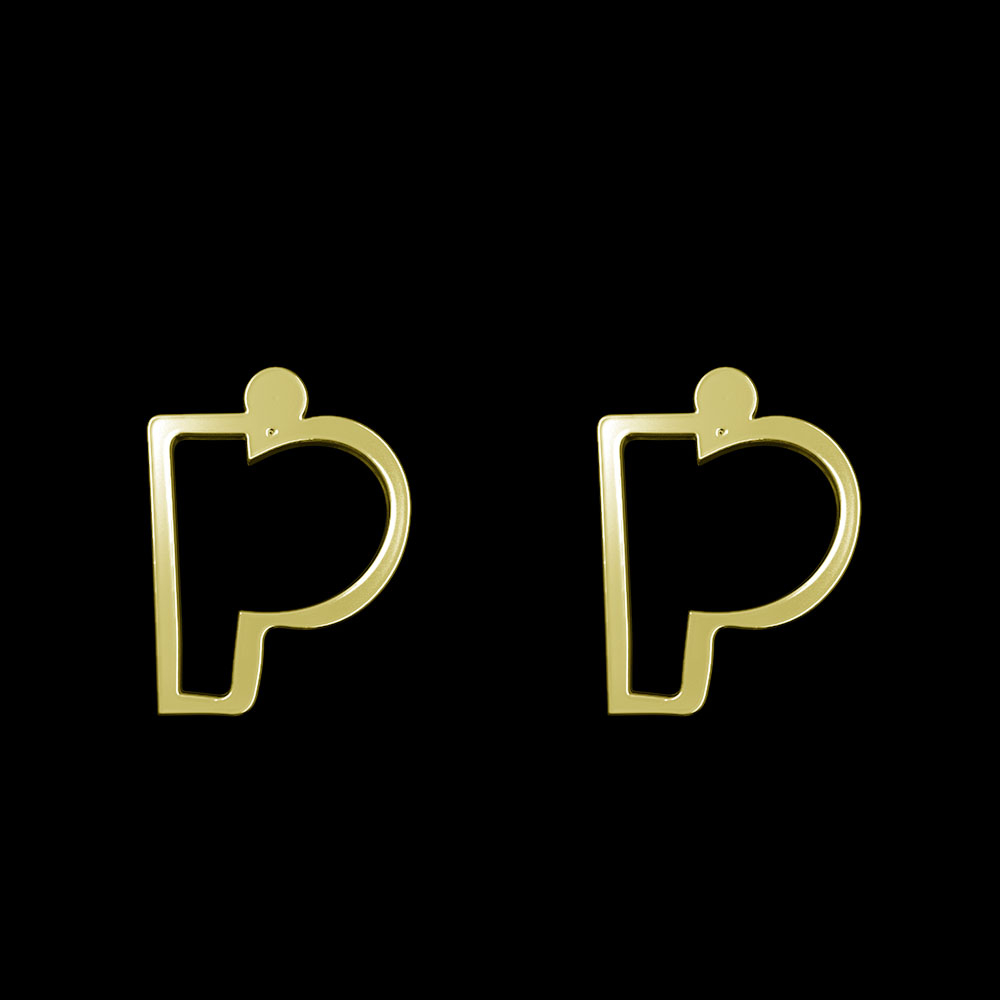 گوشواره طلا 18 عیار زنانه مدوپد مدل حرف P کد GA1-16696