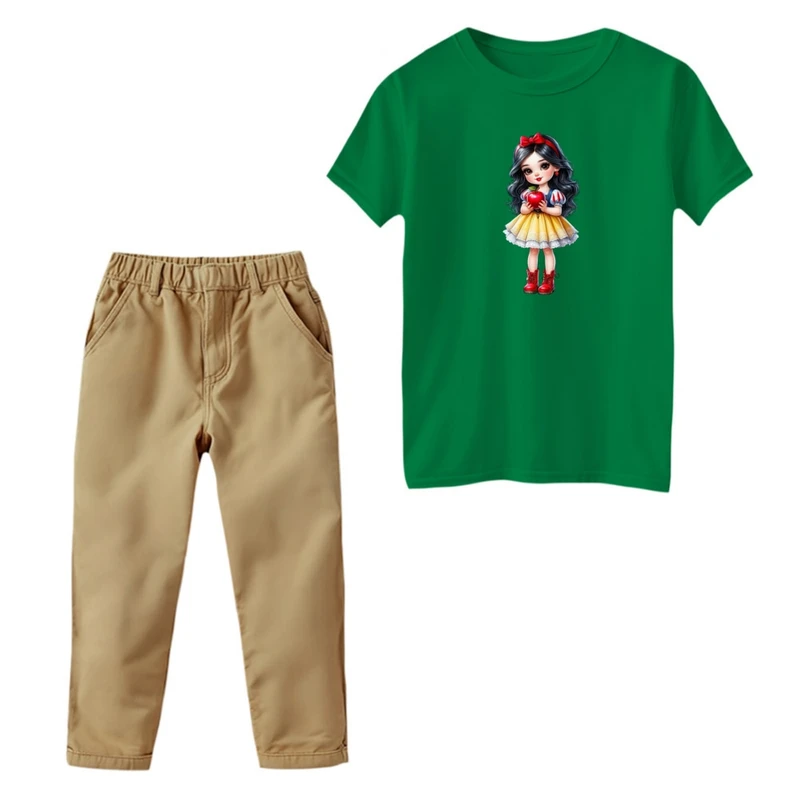 ست تی‌شرت و شلوار دخترانه مدل دخترک سپیدپوش