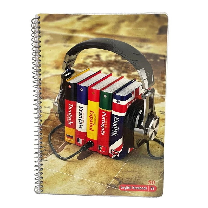 دفتر زبان 50 برگ مدل دوخط کد 108