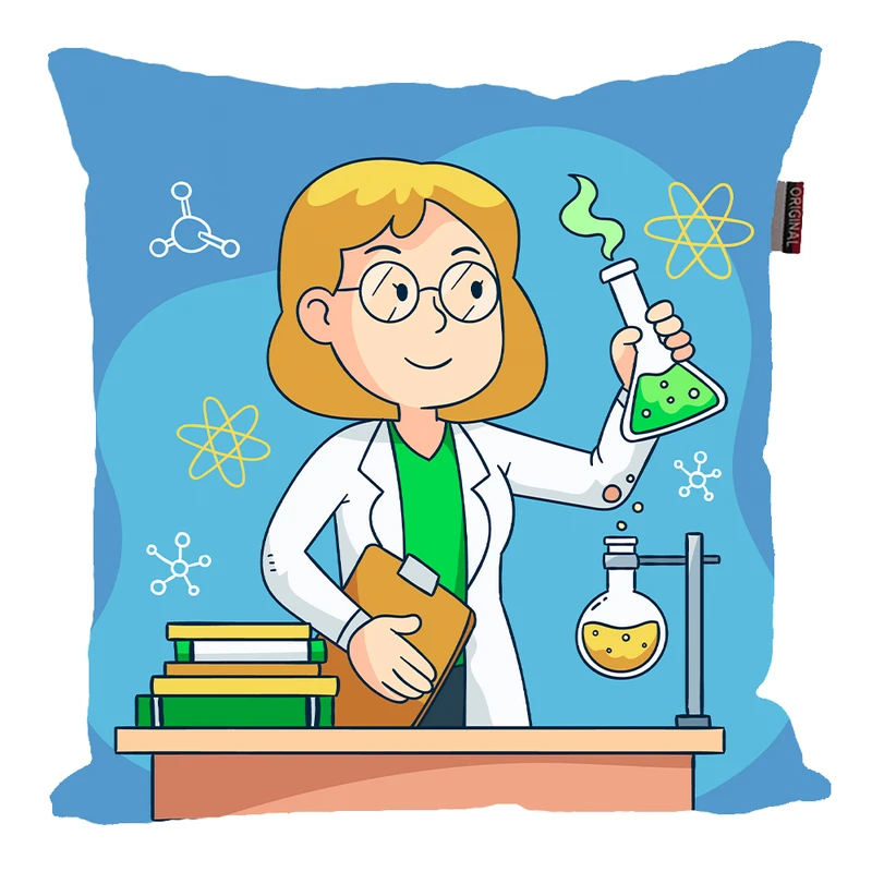 کوسن پاد آفرین مدل شیمی آزمایشگاه شیمیدان مهندس شیمی کد PK301505 سایز 30*30 سانتی متر