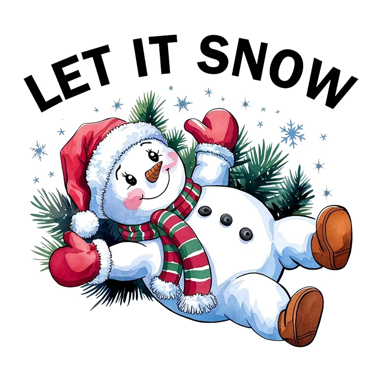 استیکر پارچه و لباس پاد آفرین مدل کارتونی کیوت آدم برفی کد S3946