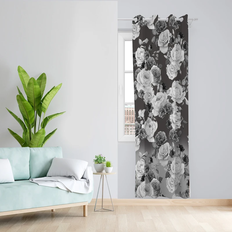 پرده طرح گلدار مدل مخمل پانچی کد 4796 z سایز 140x200 سانتی متر