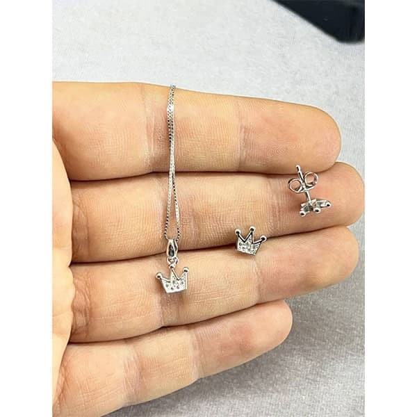 نیم ست نقره زنانه مدل تاج ملکه کد 28530