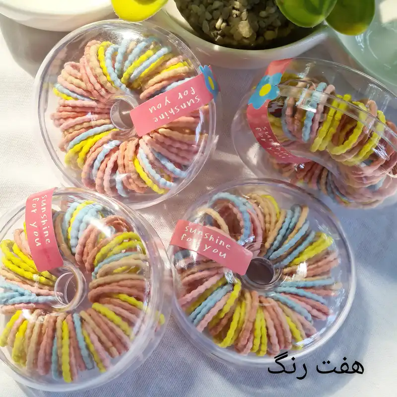 کش مو زنانه مدل مینی قیطانی لیزری طرح دونات  کد 2727 بسته 65  عددی