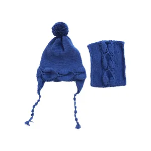 ست کلاه و شال گردنی بافتنی بچگانه مدل برگ