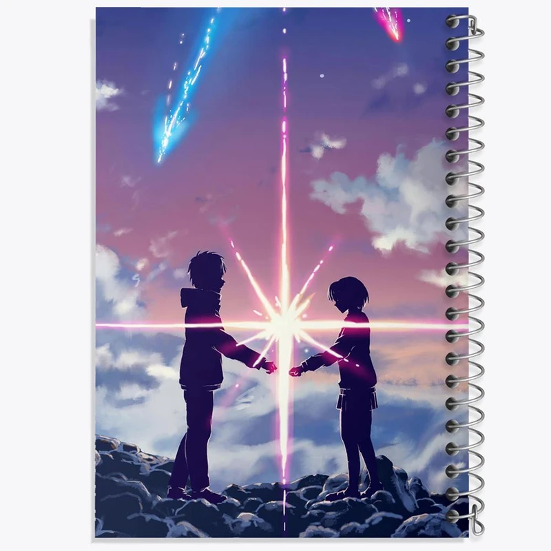 دفتر شطرنجی 50 برگ خندالو طرح تاکی تاچیبانا و میتسویا میامیزو انیمه یورنیم Your Name کد 16247